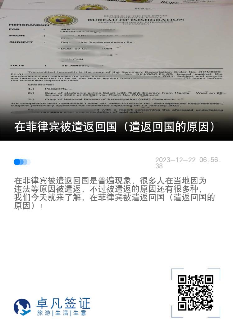 在菲律宾被遣返回国（遣返回国的原因）